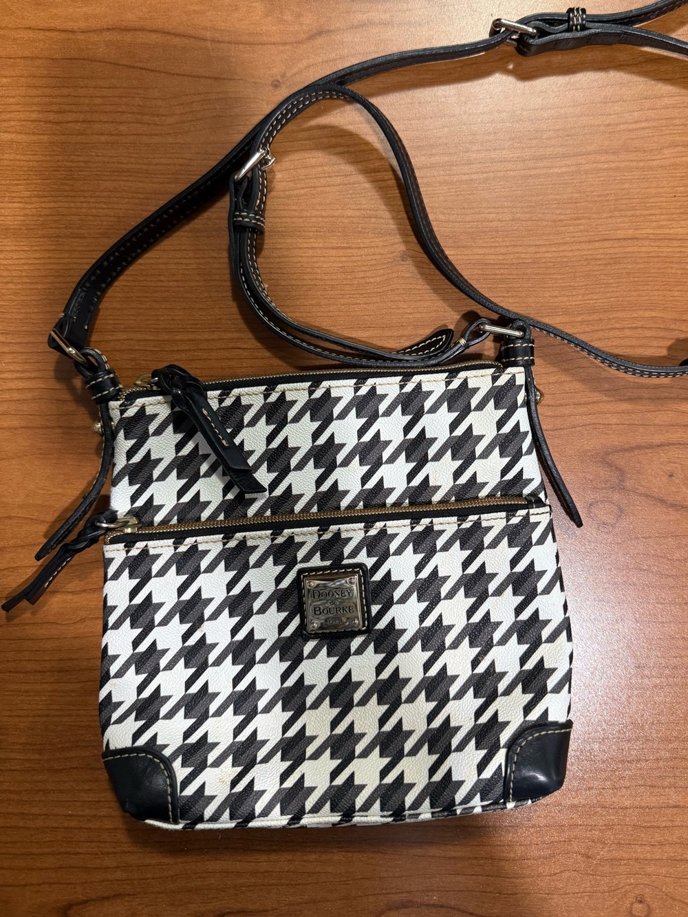 Dooney & Bourke Black & White Houndstooth Crossbody